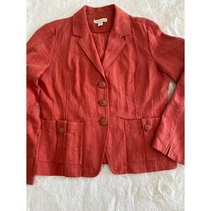 Coldwater Creek‎ Lane Burnt Orange 3 Button Textured Blazer Womens Sz 120